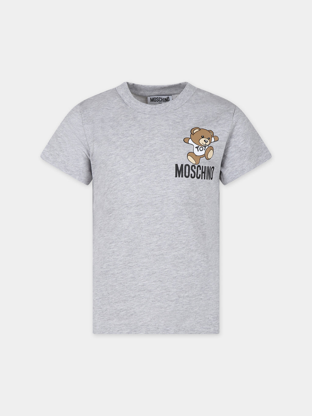 T-shirt grigia per bambini con Teddy Bear e logo